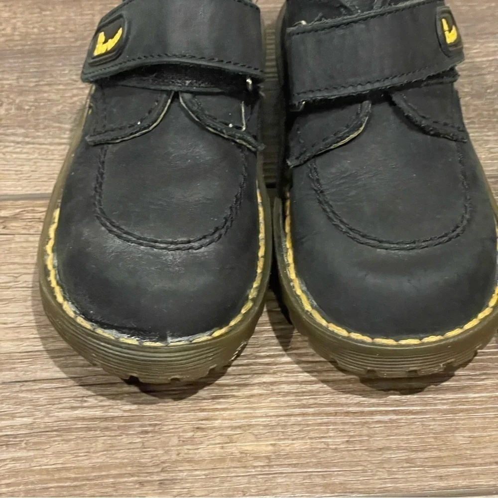 Dr. Martens Toddler Black Leather Suede Hook & Loop shoes SZ UK 8 US 9 England